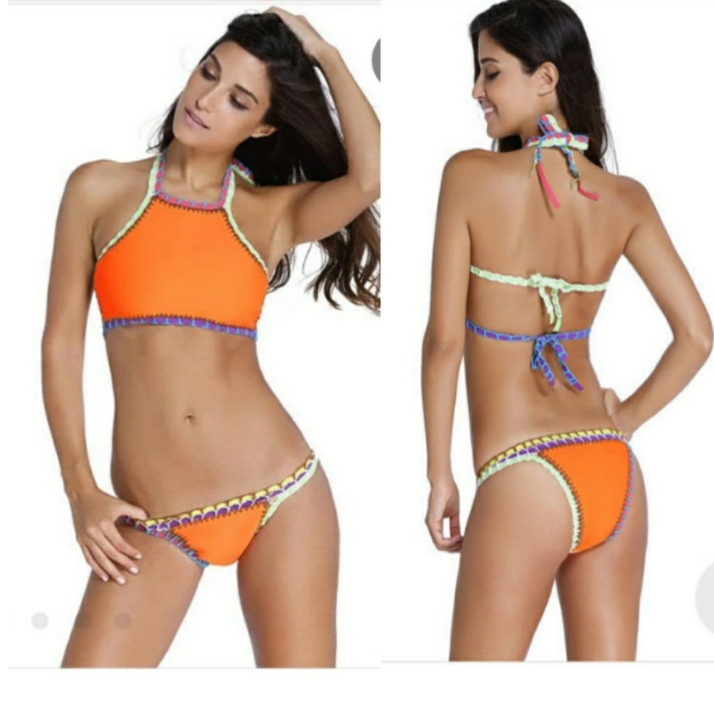 Handmade Crochet Neoprene Tankini Swimsuit 